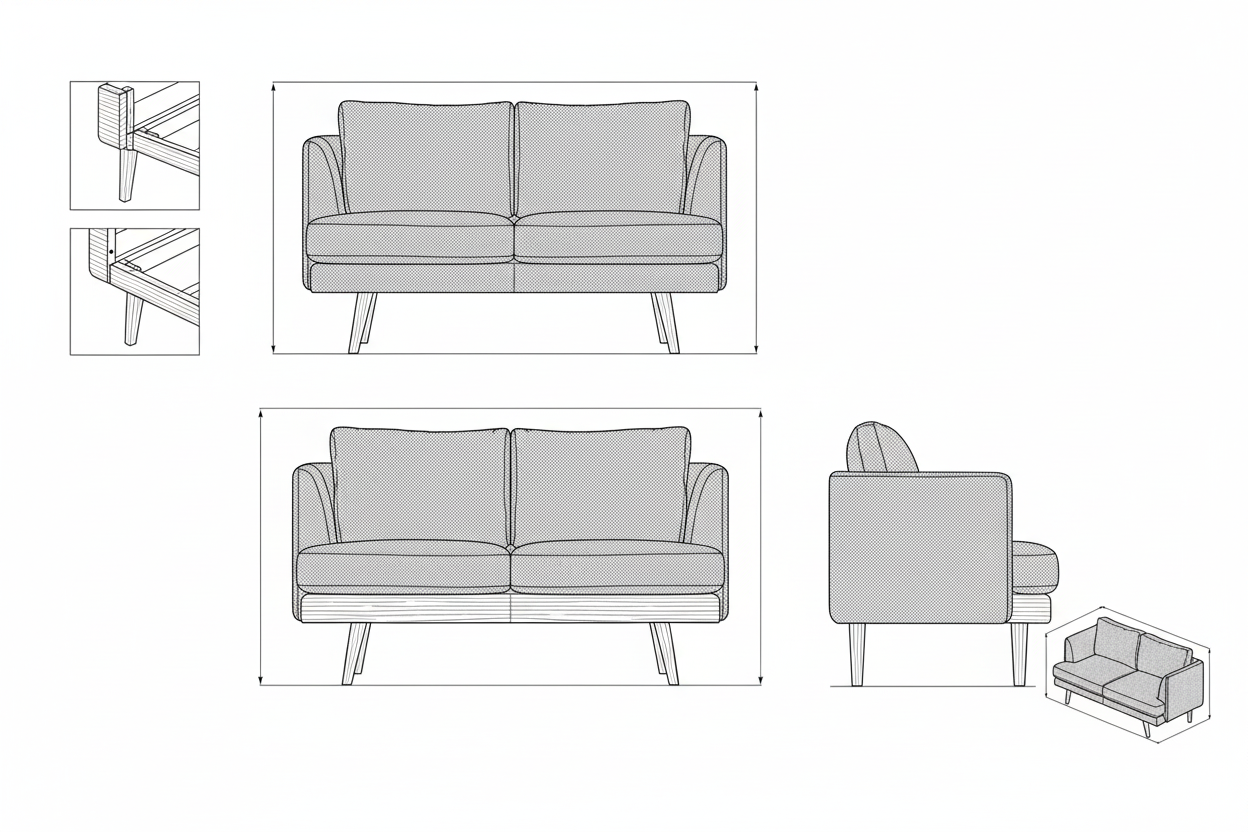 Sofa 2 Seater Kain Velvet Mid-Century Modern - Mira