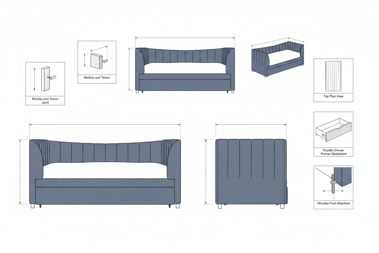 Daybed Kain Velvet Modern dengan Tarikan - Indra