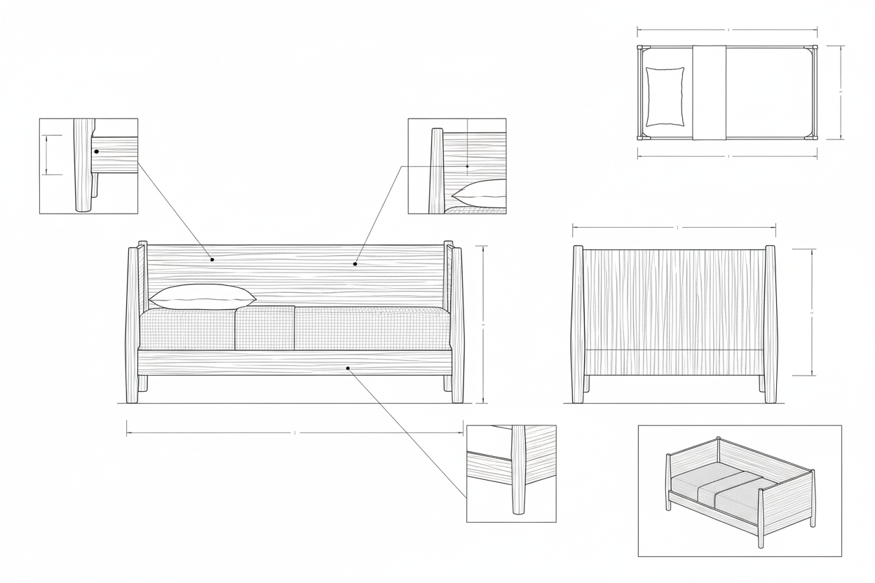 Daybed Kayu Jati Solid Minimalis Modern - Vino