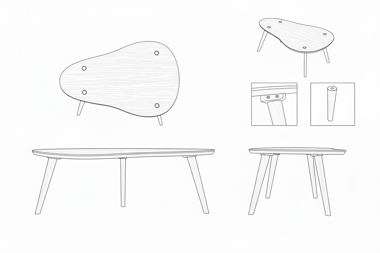 Meja Kopi Kayu Solid Minimalis Desain Organik - Midgard