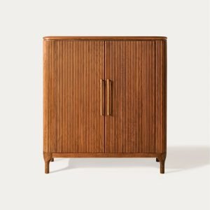 Lemari Penyimpanan Kayu Solid Modern Reeded Jade - Elegan & Fungsional