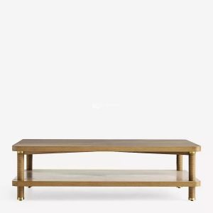 Meja Kopi Jati & Veneer Sunburst Modern Minimalis - Xi