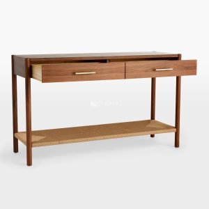 Meja Konsol Kayu Solid Modern Rak Anyaman - Aero