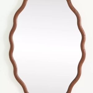 Cermin Dinding Kayu Jati Organik Wavy Modern - Pegasus