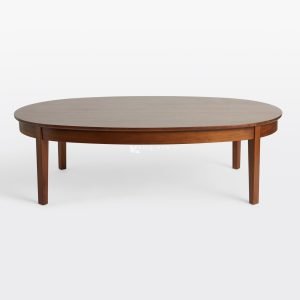 Meja Kopi Oval Jati Solid Minimalis - Jonathan