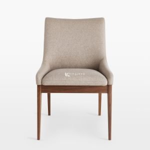 Kursi Makan Kayu Solid Kain Tenun Modern Minimalis Arthur
