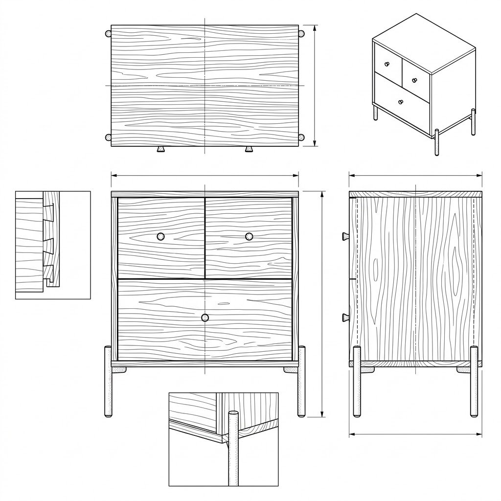Nakas Kayu Jati Solid Modern Minimalis dengan Laci - Mira (Custom)
