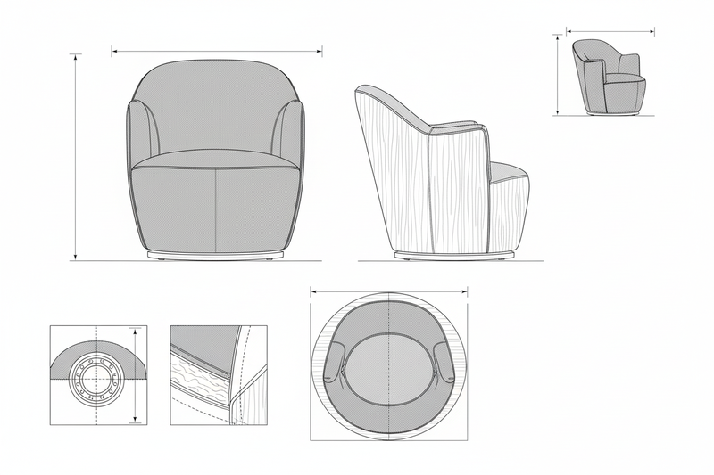 Kursi Putar Kain Tweed Modern - Bima