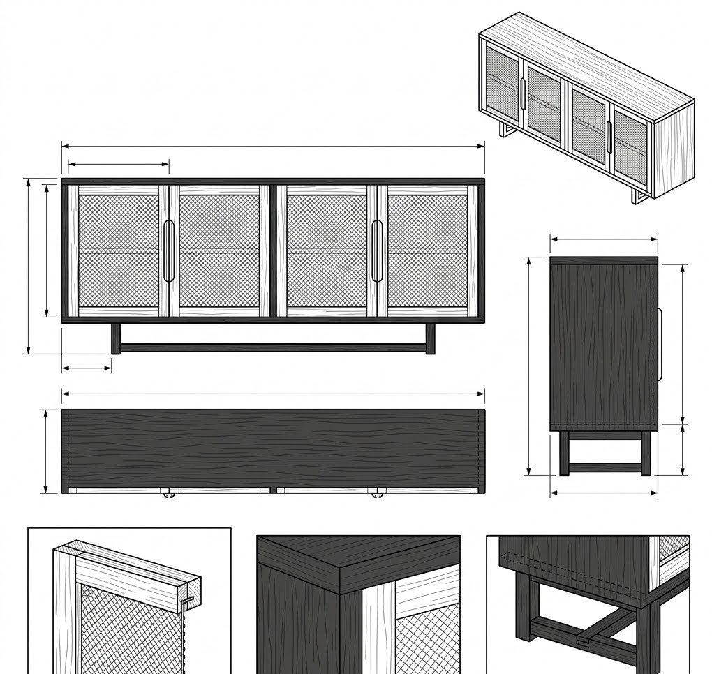 Bufet Kayu Jati Rotan Alami Modern Minimalis - Senja