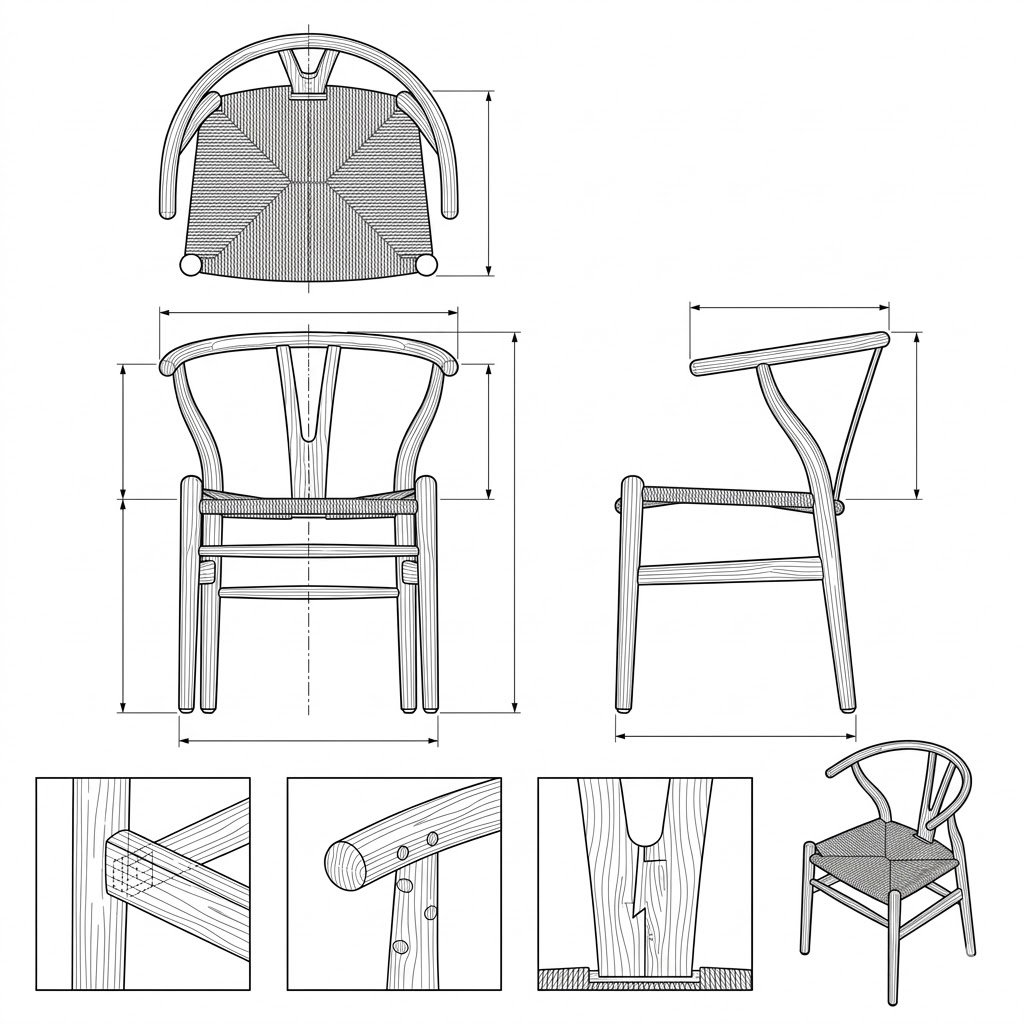 Kursi Makan Kayu Jati Scandinavian Anyaman Alami - Raya