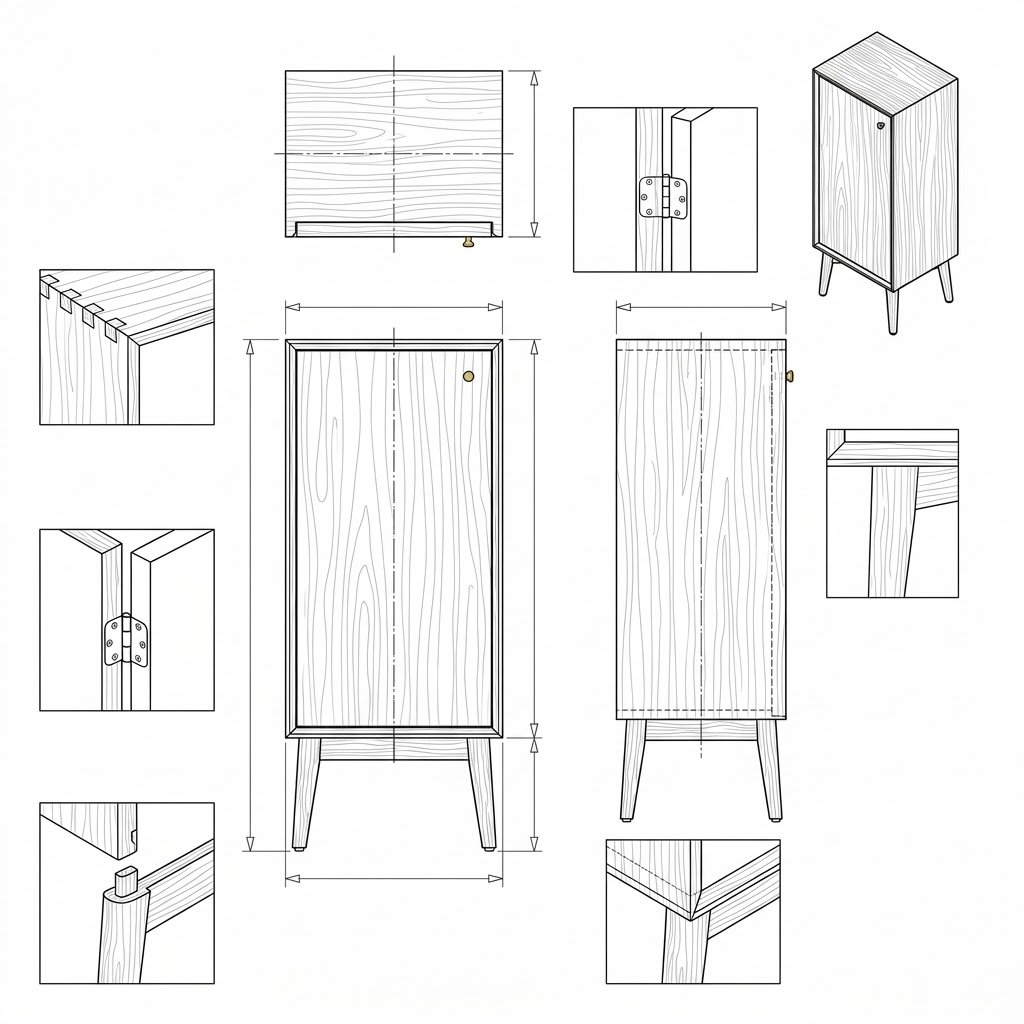 Bufet Kabinet Kayu Jati Mid-Century Modern Minimalis - Kaira