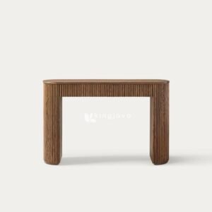 Konsol Kayu Jati Modern dengan Tekstur Garis Vertikal - Jaya