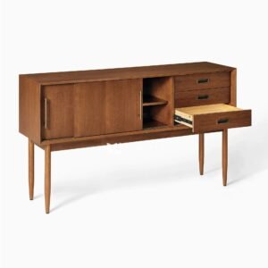 Bufet Kayu Jati Mid-Century Modern dengan Laci & Pintu Geser - Nova