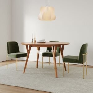 Meja Makan Kayu Jati Solid Bundar Scandinavian - Mira