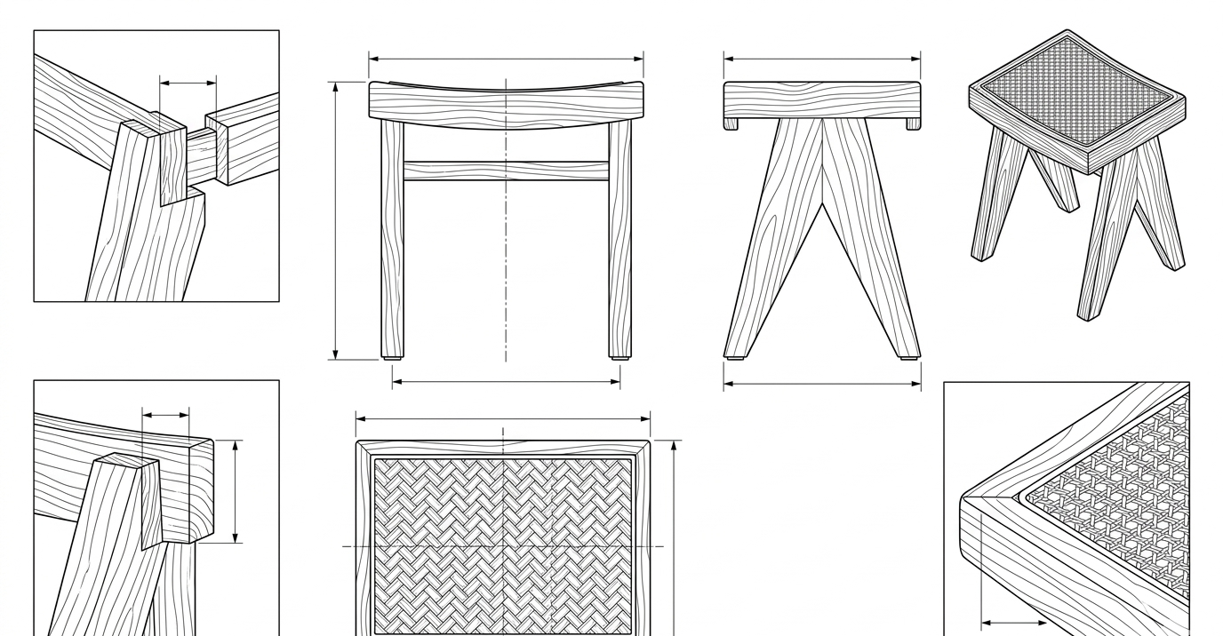 Bangku Kayu Jati Anyaman Rotan Minimalis - Senja