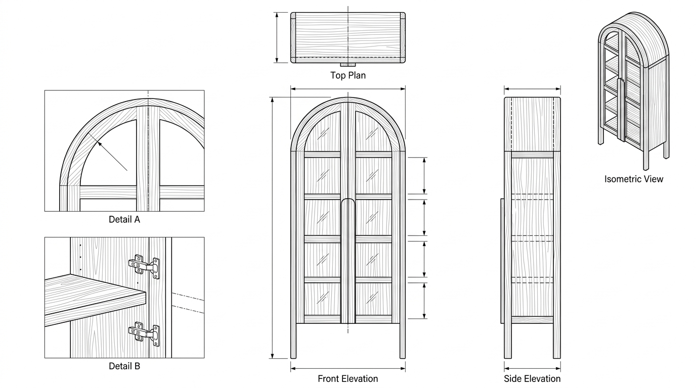 Lemari Pajangan Kayu Jati Minimalis Modern dengan Pintu Kaca - Nara