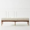 kursi bench kayu jati solid, desain mid-century modern dengan detail kancing