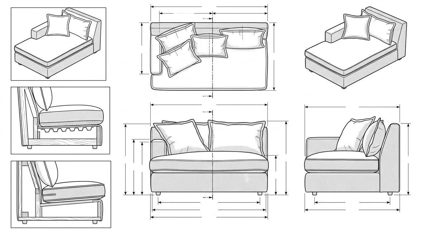 Sofa Daybed Kayu Jati Minimalis Modern dengan Bantal - Washington