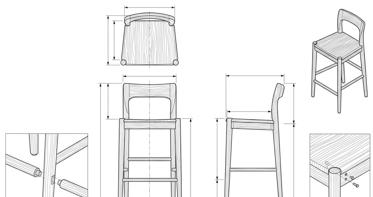 Kursi Bar Kayu Jati Minimalis Modern - Hugh