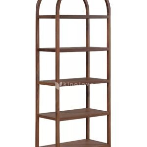 rak buku lima tingkat berbahan kayu jati solid desain minimalis modern