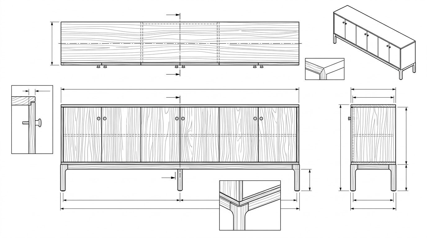 Buffet Kayu Jati Minimalis Modern Pintu 6 - Olivier