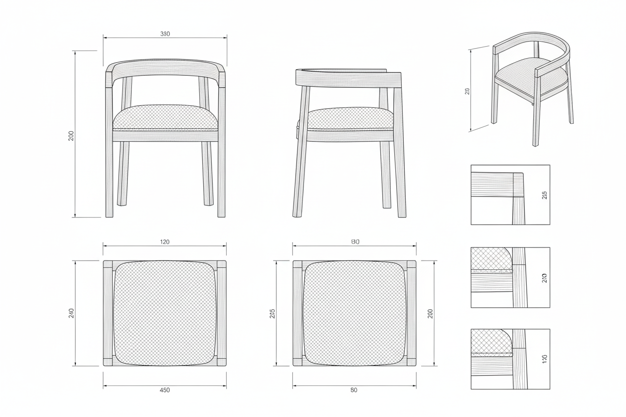 Kursi Makan Kayu Jati Solid Minimalis Modern - Custom
