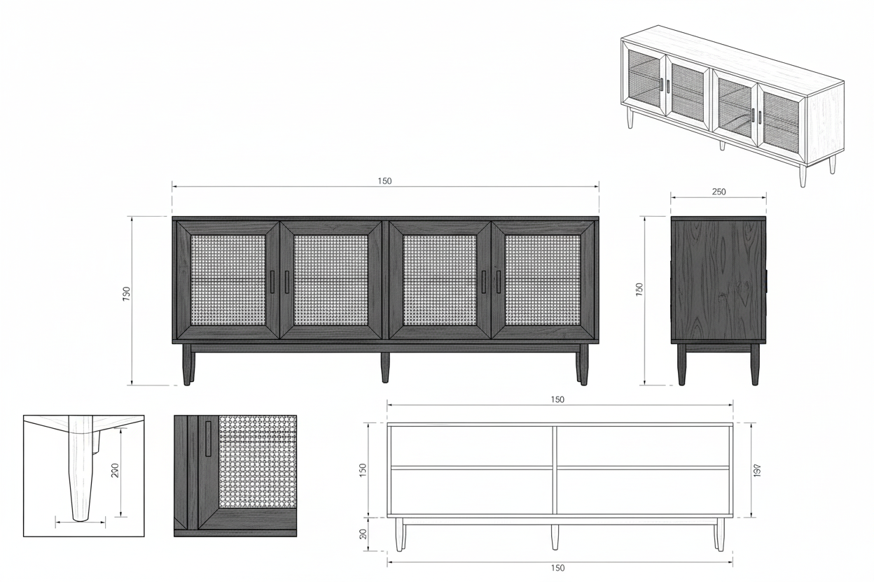 Buffet Jati Minimalis Modern: Lemari TV Kayu Solid Berkualitas