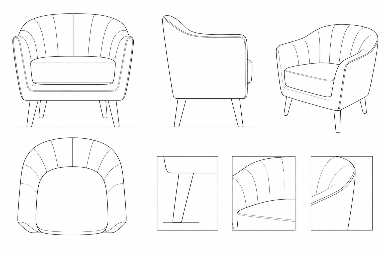 Kursi Sofa Fabric Minimalis Modern dengan Sandaran Bergaris Massing