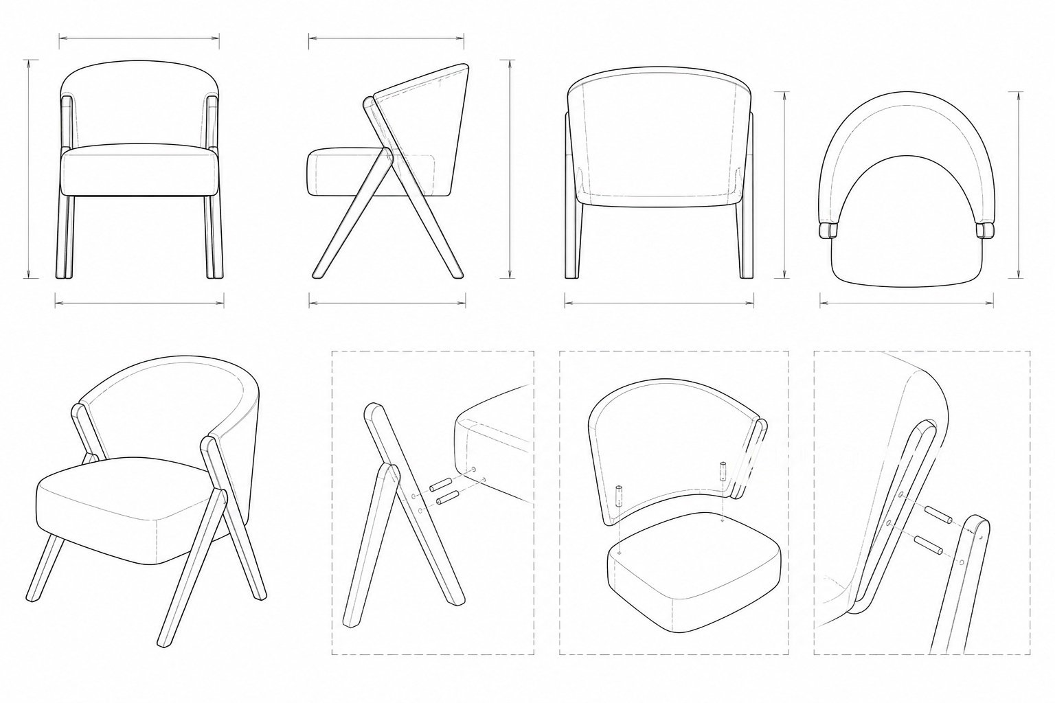Kursi Santai Kayu Jati Solid Mid-Century Modern dengan Jok Boucle Hylla
