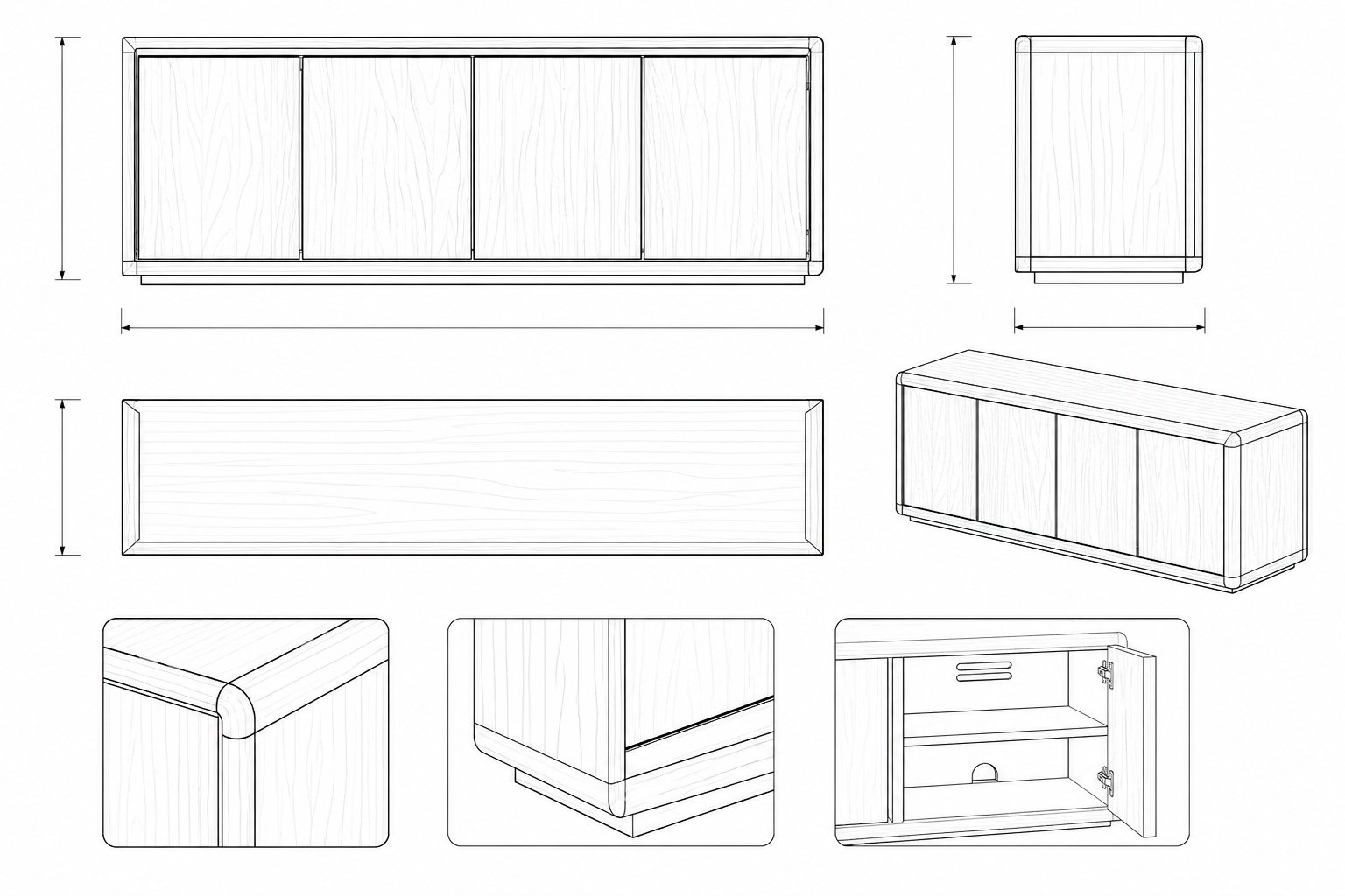 Bufet Kayu Jati Minimalis Modern dengan Pintu Dorong Understanding