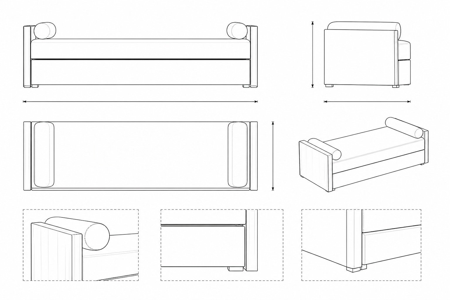 Sofa Daybed Kayu Jati Minimalis Modern dengan Kasur Tarik Thunderclap