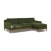sofa sectional kayu mahoni mid-century modern hijau zaitun dengan chaise panjang