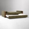 sofa daybed kayu jati minimalis modern dengan kasur tarik, tampilan depan, elegan