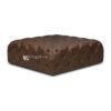 ottoman sofa chesterfield cokelat kain oscar dengan kancing tufted terlihat dari depan