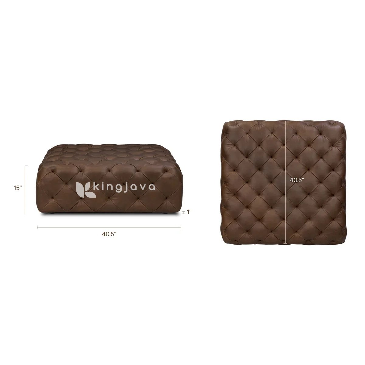 Ottoman Oscar Cokelat Chesterfield dengan Kancing Tufted Sienna